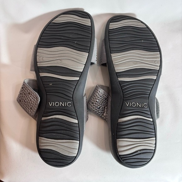 VIONIC Sz 10 Samoa Slides Slip On Sandals Comfort Insole Velcro Closure Flats - Picture 7 of 8